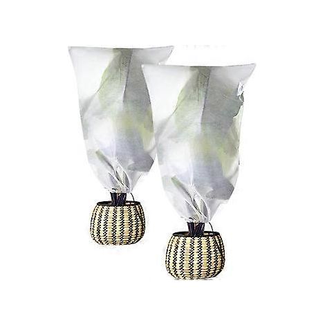 Set mit 2 Frostschutzhüllen (99 x 119 cm) für Pflanzen, Winterschutzhüllen mit Kordelzug, weiß