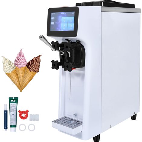 Machine à Crème Glacée Commerciale 10 L/h 900 W 1 Saveur, Trémie en Inox de 4 L, Pré-Réfrigération Automatique à Écran Tactile, pour Sundae Yaourt Café Snack-Bar (1/5)