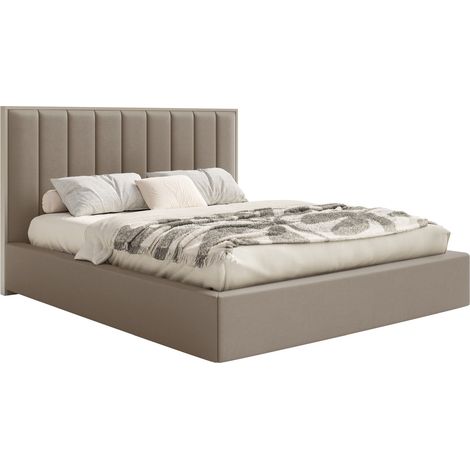 Selsey Togents - Polsterbett 140x200 mit Veloursbezug, Bettkasten und LED, Braun