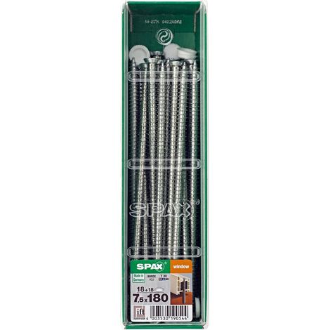 SPAX Lot De 18 Vis Acier Tête Fraisée Torx Spax, Diam.7.5 Mm X L.180 Mm (1/4)