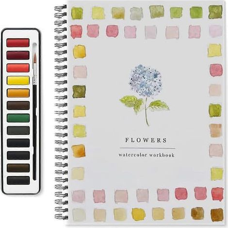 Cahier d'aquarelle 12 couleurs Oiseaux Fleurs Animaux Livre de coloriage aquarelle pour enfants Art et loisirs créatifs Peinture D 2 pièces (1/5)