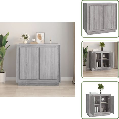 Sideboard Grau Sonoma 80x34x75 cm Holzwerkstoff - Schreibtisch - Wohnzimmermöbel - Sideboard - Grau - Holzmöbel (1/5)