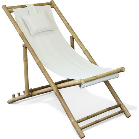Sdraio dondolo in bamboo legno marrone con cuscino per relax 117x60xH68 cm (1/5)