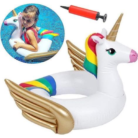 Bouée licorne gonflable géante de 60 cm pour enfants, idéale pour l'été, avec valve rapide. (1/4)