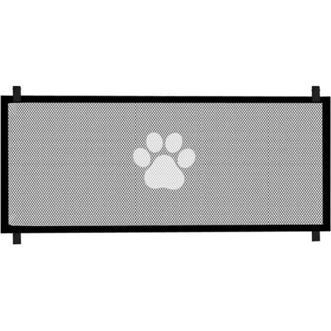 Barrera de seguridad portátil para mascotas，Apta para gatos y perros，No requiere perforaciones，Se puede instalar en puertas，110 cm x 78 cm，Negra (1/5)