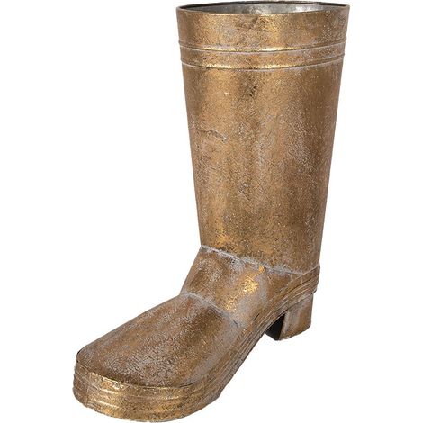 Cache-pot porte-plante en forme de botte en métal doré pour décoration 30 x 15 x 37 cm - PANGIVO (1/4)