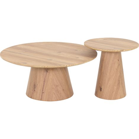 Conjunto de 2 mesas de centro SYLVIA con tablero de melamina de 25 mm y estructura de MDF (Ø 90 y Ø 50 cm) - MOG CASA (1/5)