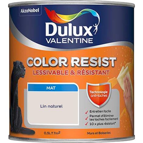Peinture bicouche intérieure Color Resist Murs et Boiseries Mat Lin Naturel 0,5 L - Dulux Valentine