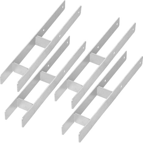 Base per palo a H KOTARBAU® per fissaggio a terra, staffa, ancoraggio in acciaio zincato, 80 mm, set da 4