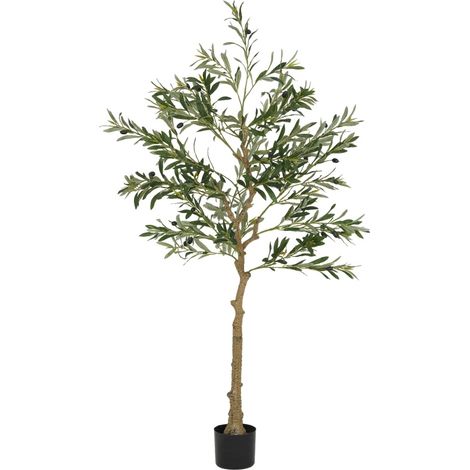 Olivo artificial de 150 cm con 720 hojas, maceta estable, verde (1/5)