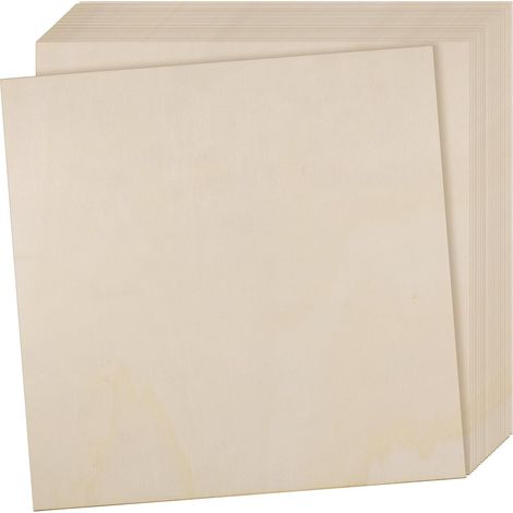 Lot de 25 feuilles de contreplaqué carrées fines de 300 x 300 x 3 mm pour travaux manuels, peinture, décorations (1/5)