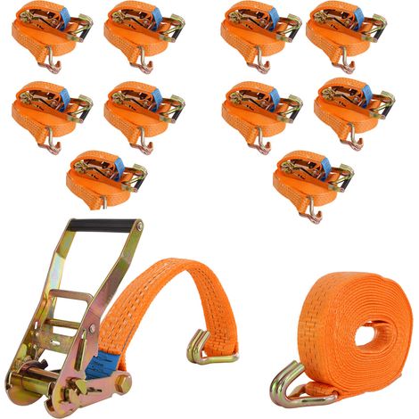10x Spanngurt mit Ratsche Zurrgurt 6m 3000kg 3to 2-tlg. 35mm TÜV / GS orange (1/5)