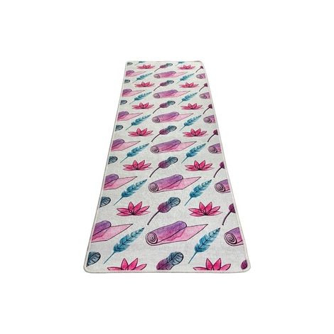 WELLHOME Alfombra de yoga PLUMAS antibacteriano de  60x200cm - 100% poliéster