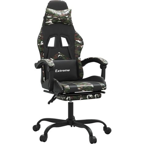 Maison Exclusive - Sedia da Gaming con Poggiapiedi Nero e Mimetico in Similpelle