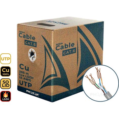 Phasak Cat.6 UTP massiv CU AWG24 LSZH Spule 305m
