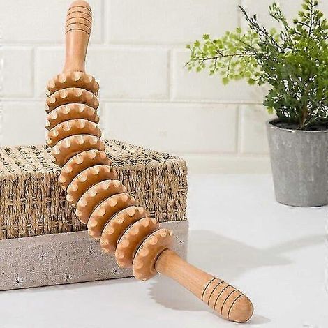 Rouleau de massage, raffermissant pour la peau, en bois, outil de massage anti-cellulite (1/4)