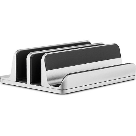 Support vertical pour ordinateur portable à 3 emplacements pour ordinateur, tablette, téléphone - Convient à tous les modèles d'ordinateurs portables (jusqu'à 17,3 pouces) (1/5)
