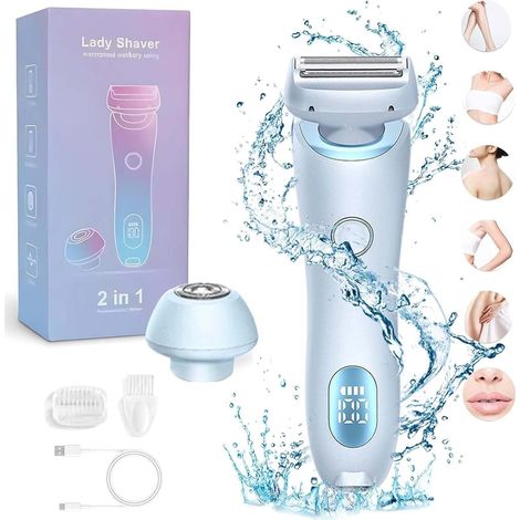 Glide Pro 3.0 Razor, Dusk Razor for Women, Duskofficial - 2-in-1 Silk Glide Pro Electric Razor, Wet and Dry for Legs, Arms, Underarms, and Pubic Area, Blue