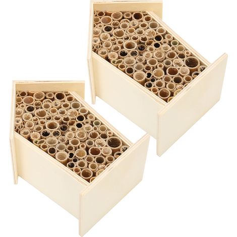 Lot de 2 maisons à abeilles en bois, abris pour abeilles, nichoirs pour la décoration de jardin