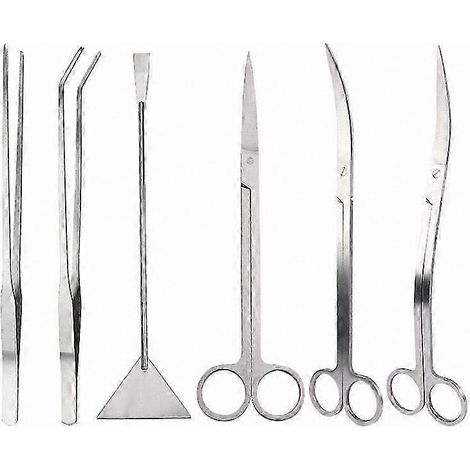 Kit d'outils pour aquarium 6 en 1 : pince à épiler, ciseaux et pelle en acier inoxydable (ensemble de 8 pièces) (1/4)