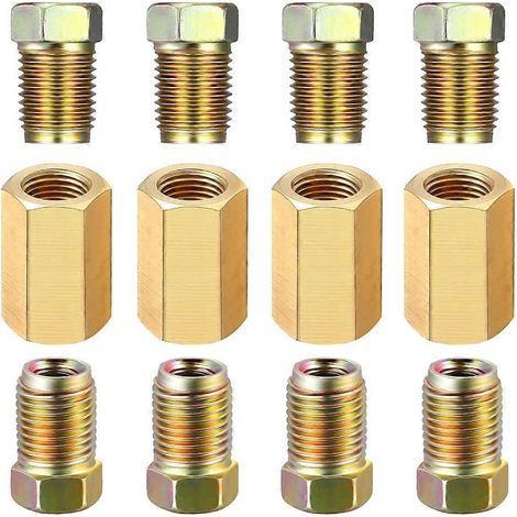 12 raccords de conduite de frein en laiton 1/4 (7/16-24 inversé) et unions en laiton (1/5)