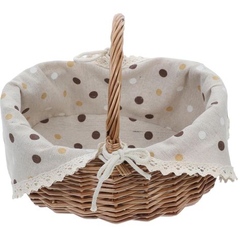 Handwoven Picnic Basket, Pastoral Design, Comfortable Handle, Outdoor Storage, 1 pc (1/5)