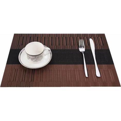 Waschbare PVC-Tischsets, 6 Stück, modern, hitzebeständig und rutschfest, für Küche und Esszimmer, 45 x 30 cm (Kaffee-Farbverlauf)