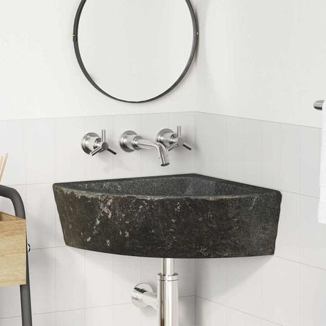 vidaXL Wall Hung Corner Basin Grey (38-45) x (38-45) x 12 cm (1/5)