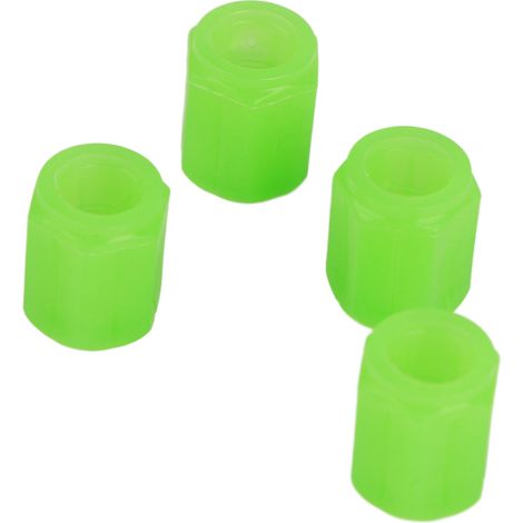Lot de 4 bouchons de valve de pneu de voiture/moto, verts fluorescents et lumineux. (1/5)