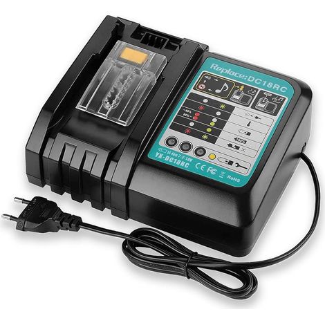 Teetok – Chargeur rapide 14.4V 18V DC18RC pour batteries Makita – Courant 3A – Protection sécurité intégrée – Compatible avec BL1860 BL1850 BL1840 (1/5)