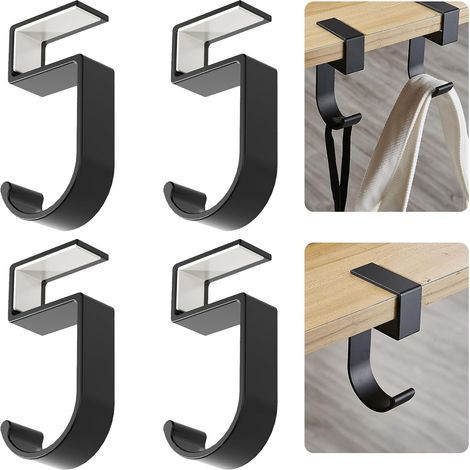 4 ganchos para bolsos, ganchos de escritorio portátiles de aluminio, colgador de bolsos para mesa, soporte para bolsos, gancho de mesa para oficina, restaurante, bar (negro) (1/4)
