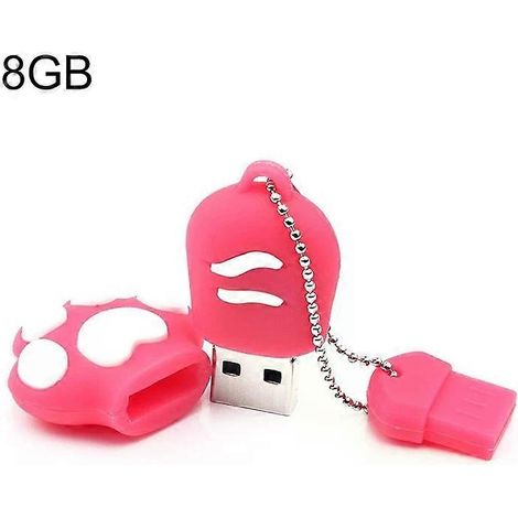 Clé USB 2.0 8 Go en silicone en forme de patte d'ours avec capuchon anti-poussière - (1/5)