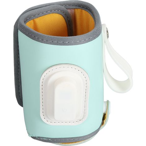 Chauffe-biberon portable vert avec contrôle de température et affichage en temps réel, idéal pour la maison et l'extérieur. (1/5)