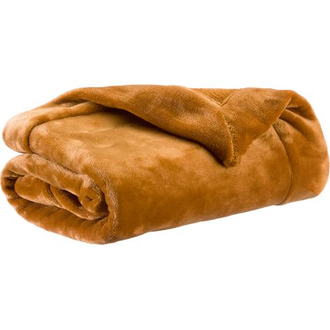 VIVARAISE - Plaid Vivaraise Tender en polyester, couleur safran, 150 x 200 cm (1/3)