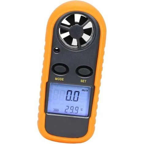 Digitales Taschenanemometer mit LCD-Anzeige, Windgeschwindigkeits- und Temperaturmessgerät mit Knopfzelle (1/5)