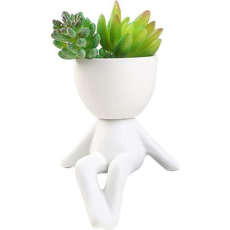 Pots de Plantes Succulentes en Céramique, Petits Pots de Fleurs Créatifs en Forme D'humain, Petits Pots de Fleurs, Pots de Fleurs, Jolis Pots en Céramique Blanche, Petits Pots de Plantes(6) (1/4)