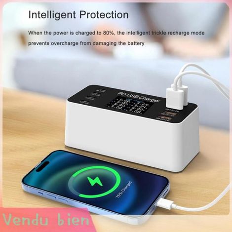 Garosa chargeur multi-USB de bureau Chargeur USB de bureau 8 ports PD 30W, Station de charge USB informatique adaptateur Prise UE (1/4)