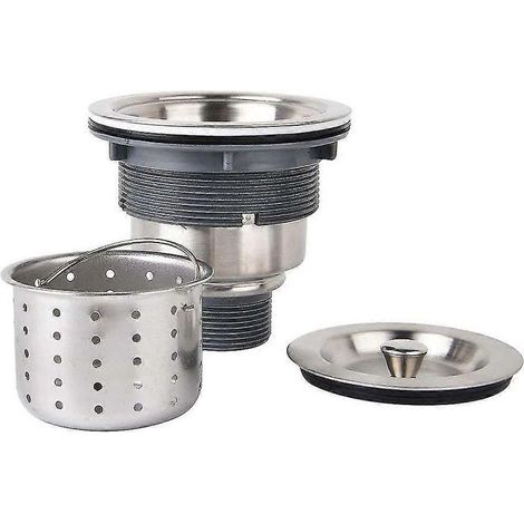 Crépine d\'évier de cuisine Ln-3-1/2" - Crépine en acier inoxydable avec panier/crépine profond amovible et couvercle étanche (1/4)