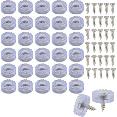 30 patas para muebles, 33 x 7 mm, patas de goma para sillas, almohadillas redondas para muebles con tornillos, patas para armarios, escritorios, sillas, protección del suelo, diseño duradero y fácil d (1/5)