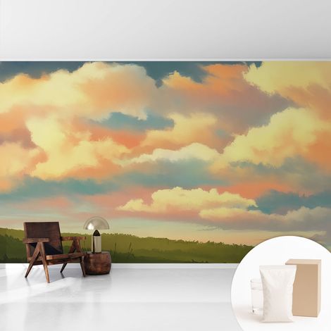 Papier peint intissé décoratif avec colle pour salon chambre et bureau Installation rapide Ciel et nuages 416x254 cm (1/5)