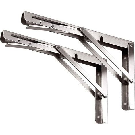 Green Mobility-Équerre Pliante 250 mm,Support Console Pliable En Acier Inoxydable,Equerre Pour Etagere Murale(2 pièces avec vis de fixation) (1/5)