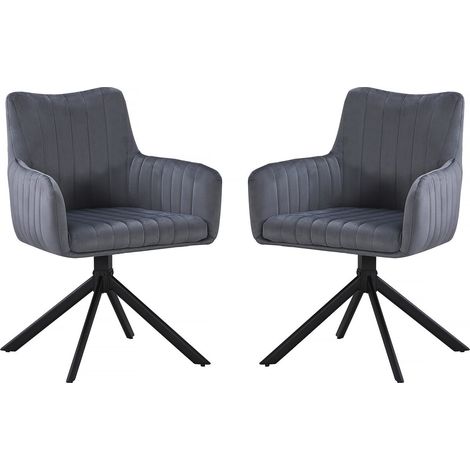 Lot de 2 chaises en tissu "Pharell" - 60 x 61 x 91 cm - Gris