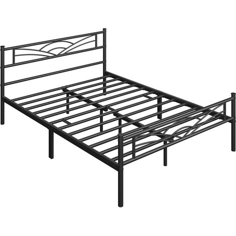 Homevive Cama Doble con Espacio Bajo Marco Metal Altura 32 cm Cama Individual con Cabecera para Colchón de 140X 200 cm Negro (1/5)