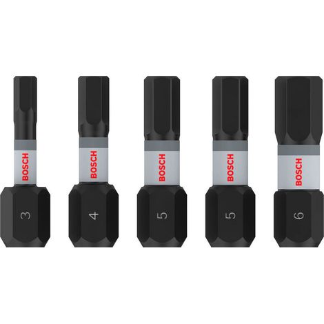 Bosch PRO Hex Impact Bit H3 H4 H5(x2) H6 25 mm 5 pces - 2608521U59 (1/4)