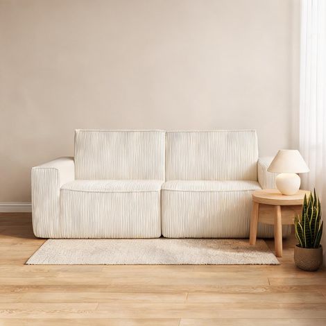 Canapé beige en polyester 230 x 90 x 85 cm (1/5)