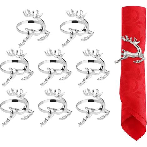 Rond de serviette cerf, cadre rond de serviette renne, décoration de table pour les fêtes, les dîners de mariage et autres occasions spéciales. (1/5)