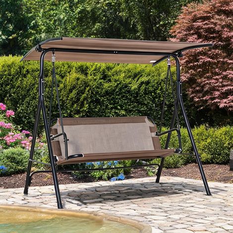 Hamac marrone en metallo Poliestere Texteline 172 x 110 x 155 cm (1/5)
