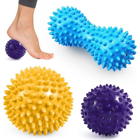 APEX Lot de 3 balles de massage à picots réflexologie, Boule Myofasicale, Relâchement Myofascia, pour la Relaxation et soulager les douleurs musculaires, Masser les Pieds, dos, épaules, Bras (1/5)