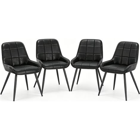 Set de 4 sillas de comedor tapizadas en polipiel negra con patas de metal 81,5 cm MODENUIT (1/5)