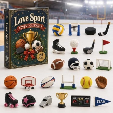 Calendrier sportif 2026, décorations de compte à rebours en acrylique à suspendre (24 jours), cadeau de Noël original sur le thème du sport pour les fans